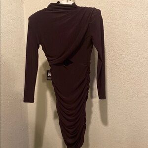 Express Black Asymmetrical Ruched Bodycon Dress